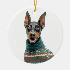 Adorno De Cerámica Holiday Sweater Doberman
