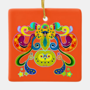Adorno De Cerámica holiES - vaca sagrada y feliz abstracta + tus idea