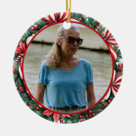 Adorno De Cerámica Holly and Peppermint Wreath ANY Photo