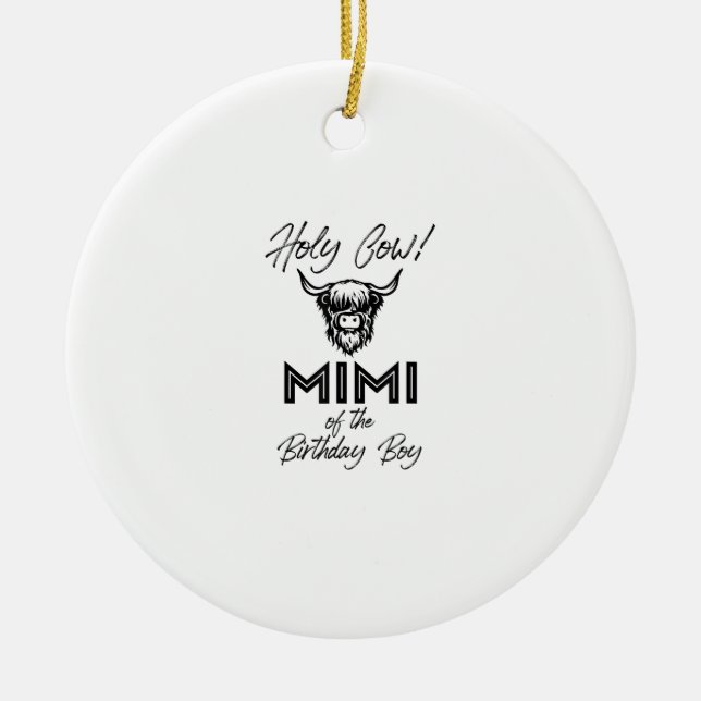 Adorno De Cerámica Holly Cow Mimi del niño de cumpleaños Highland Cow (Frente)