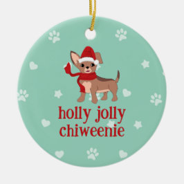 Adorno De Cerámica holly jolly Chiweenie