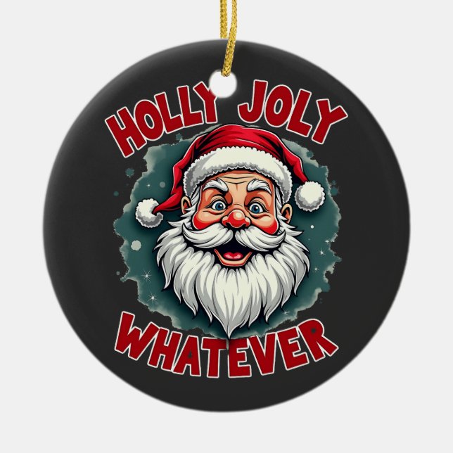 Adorno De Cerámica Holly Joly Cualquier Navidad divertida de Santa Cl (Frente)