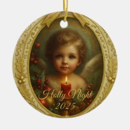 Adorno De Cerámica Holly Night 2025 – Angel Keepsake Ornament 