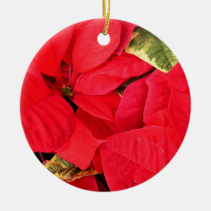 Adorno De Cerámica Holly Point Poinsettias Holiday Floral