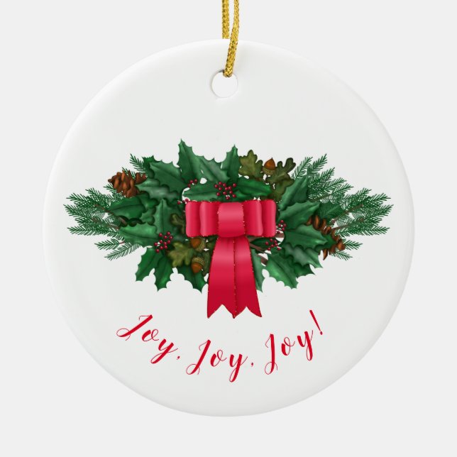 Adorno De Cerámica Holly Swag | Navidades Red Bow (Frente)