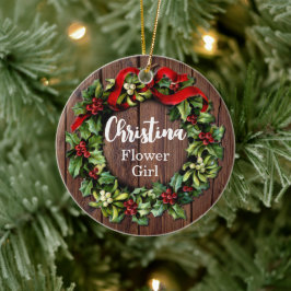 Adorno De Cerámica Holly Wreath Flower Girl Custom Wedding Fiesta