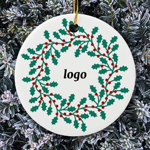 Adorno De Cerámica Holly Wreath Logo Business