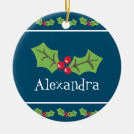Adorno De Cerámica Holly y Berries personalizados