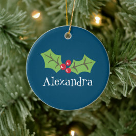Adorno De Cerámica Holly y Berries personalizados
