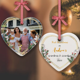 Adorno De Cerámica Holly y foto de marco dorado para el nuevo abuelo