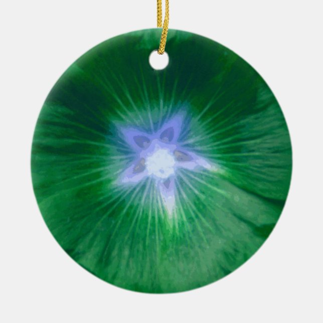 Adorno De Cerámica Hollyhock Flower Gorgeous Green Custom Birthday (Frente)