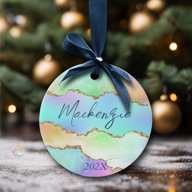 Adorno De Cerámica Holo Agate | Mármol falso irlandés Pastel Ombre (Subido por el creador)