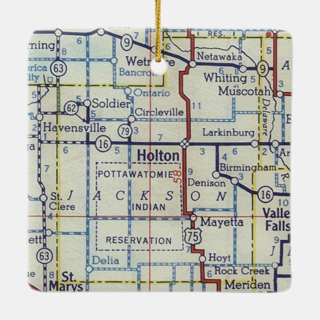 Adorno De Cerámica Holton Kansas Vintage Map (Reverso)