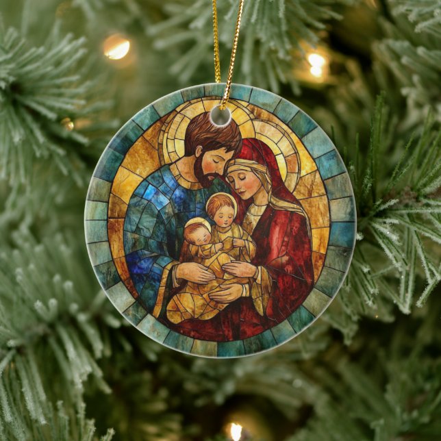 Adorno De Cerámica Holy Family Nativity Christmas Ornament (Árbol)