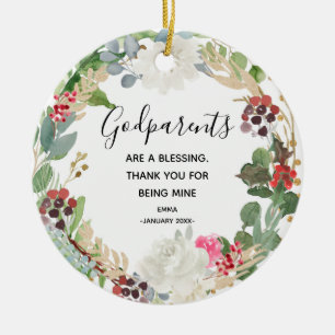 Adorno De Cerámica Holy flower Personalized Godparents Christmas