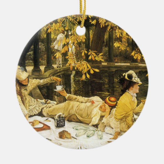Adorno De Cerámica Holyday, el picnic de James Tissot, arte victorian (Frente)