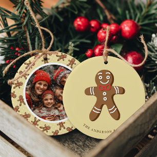 Adorno De Cerámica Hombre de Jengibre Amarillo de Lunares Navidad Fot