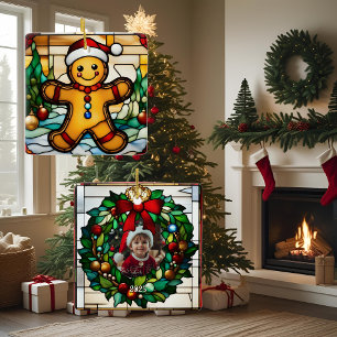 Adorno De Cerámica Hombre de Jengibre de Navidad Falso Vidrio Tallado
