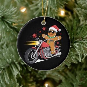 Adorno De Cerámica Hombre de jengibre de Navidad Motocicleta Motocicl