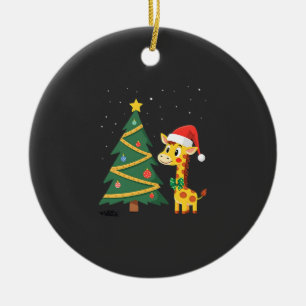 Adorno De Cerámica Hombre de jengibre jirafa sombrero de Santa árbol