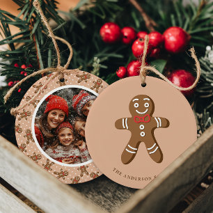 Adorno De Cerámica Hombre de Jengibre Marrón Lunares Navidad Foto