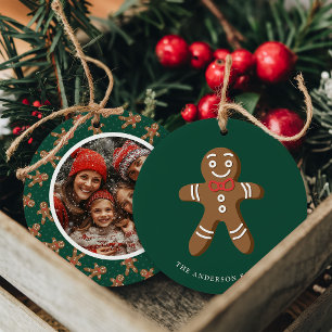 Adorno De Cerámica Hombre de Jengibre Verde Lunares Navidad Foto