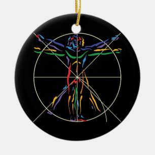 Adorno De Cerámica Hombre de la anatomía de DaVinci en los colores d