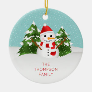 Adorno De Cerámica Hombre De Nieve Con Navidades De Nombres Personali
