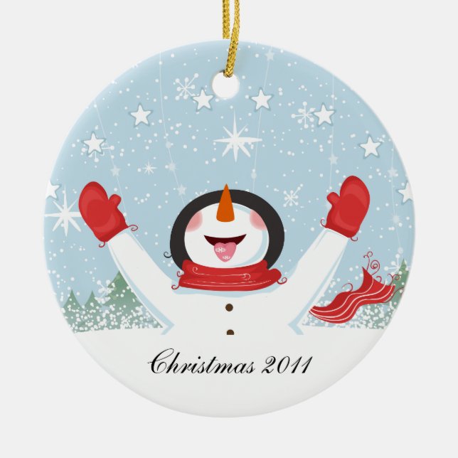 Adorno De Cerámica Hombre De Nieve De Nuestra Casa A La Tuya (Frente)