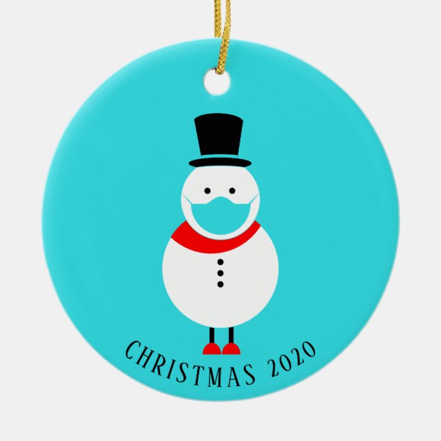 Adorno De Cerámica Hombre de nieve gracioso en Navidades personalizad (Frente)