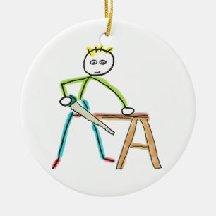 Adorno De Cerámica Hombre de palitos de carpintería