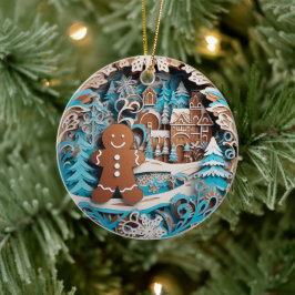 Adorno De Cerámica Hombre de pan de jengibre de estilo 3D, feriado de