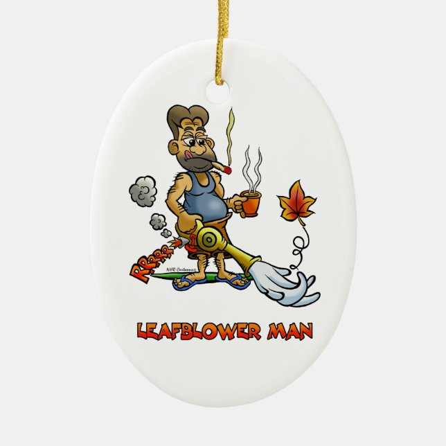 Adorno De Cerámica ¡Hombre del ventilador de hoja! (Frente)