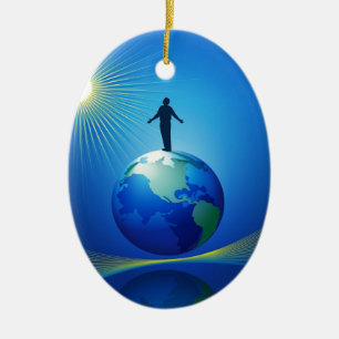 Adorno De Cerámica Hombre en el globo