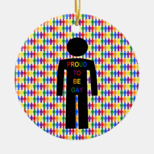 Adorno De Cerámica Hombre gay LGBTQ Silhouette y hombres arcoiris