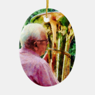 Adorno De Cerámica Hombre jugando al tuba