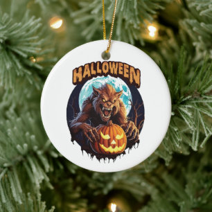 Adorno De Cerámica Hombre lobo de Halloween