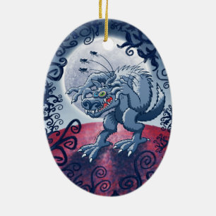 Adorno De Cerámica Hombre lobo que rasguña pulgas fantasmagóricas
