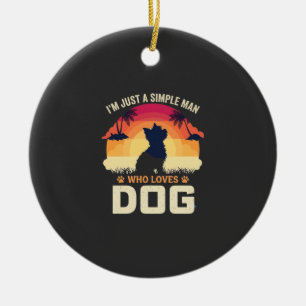 Adorno De Cerámica Hombre Simple Que Ama Silueta De Perro Atardecer P