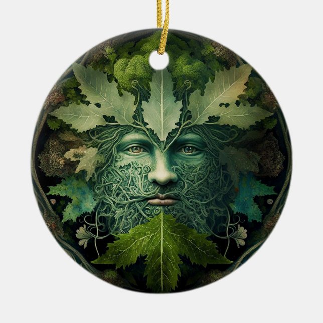 Adorno De Cerámica Hombre verde Mandala Fantasía arte (Frente)