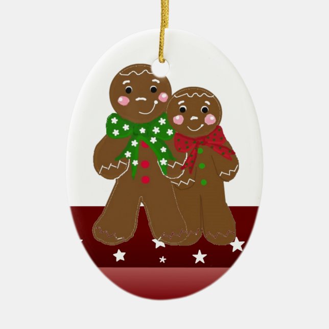 Adorno De Cerámica Hombres de Gingerbread Dulces (Frente)