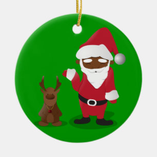 Adorno De Cerámica Homeboys de las Felices Navidad: Santa negro y