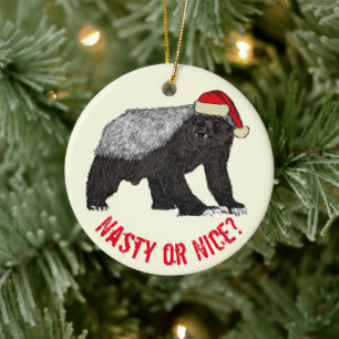 Adorno De Cerámica Honey Badger Santa Nasty o agradable