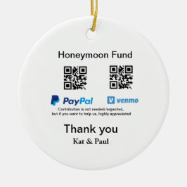 Adorno De Cerámica Honeymoon Fund PayPal Venmo código QR gracias