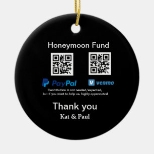 Adorno De Cerámica Honeymoon Fund PayPal Venmo código QR gracias