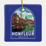 Adorno De Cerámica Honfleur France Viaje de arte Vintage<br><div class="desc">Honfleur diseño de viaje vector retro. Honfleur es una ciudad del departamento de Calvados,  en la región normanda de Francia. Está en el estuario donde el río Sena se encuentra con el Canal de la Mancha.</div>