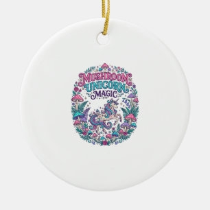 Adorno De Cerámica Hongo Unicornio Magia Unicornio Colorido Arte POD