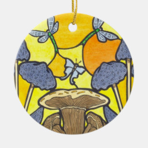Adorno De Cerámica Hongos Art Nouveau