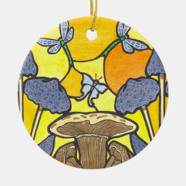 Adorno De Cerámica Hongos Art Nouveau (Frente)