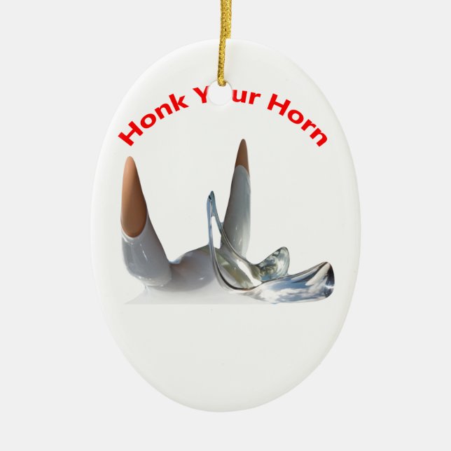 Adorno De Cerámica Honk Your Horn-Oval Ornaments (Frente)